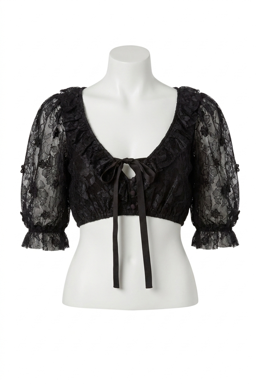 NEW FOR LOVE & LEMONS loretta cropped blouse in black